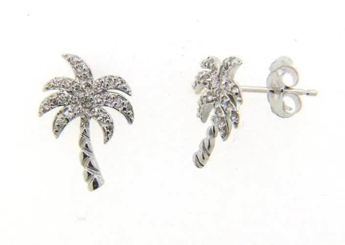 0.30CT All Natural Diamond Palm Earrings G SI 14K White Gold