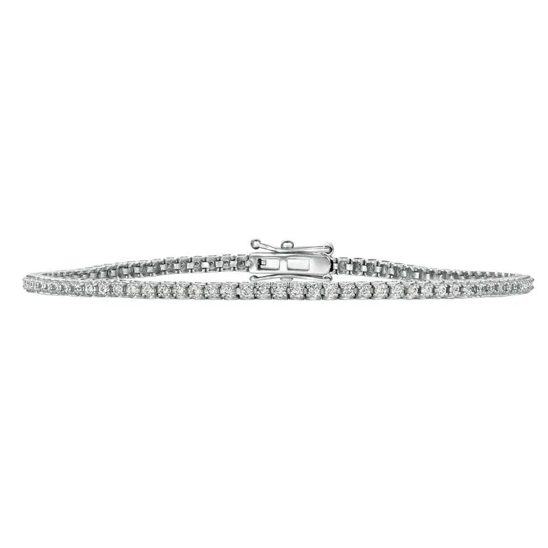 0.93 Carat Natural Diamond Tennis Bracelet G SI 14K White Gold 6.5''