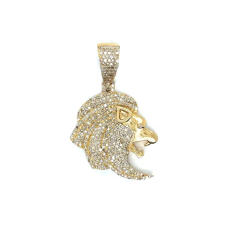 10k Gold Lion Head Pendant 1.91ct of Round Natural Diamonds - SP17623