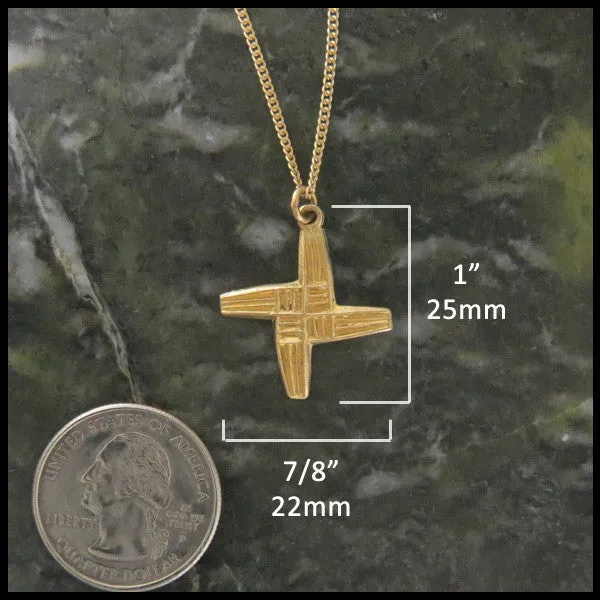 14K Gold Stylized St. Brigid Cross Pendant