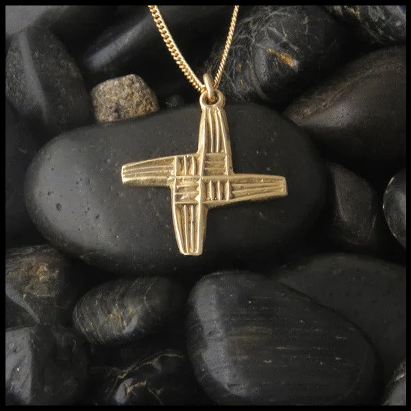 14K Gold Stylized St. Brigid Cross Pendant