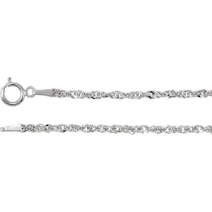 14k White Gold 1.75mm Sparkling Singapore 20" Chain
