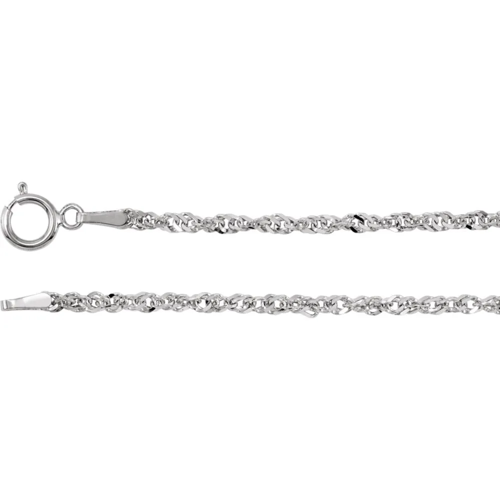 14k White Gold 1.75mm Sparkling Singapore 20" Chain