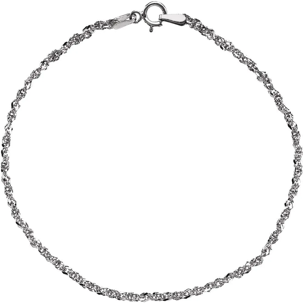 14k White Gold 1.75mm Sparkling Singapore 20" Chain