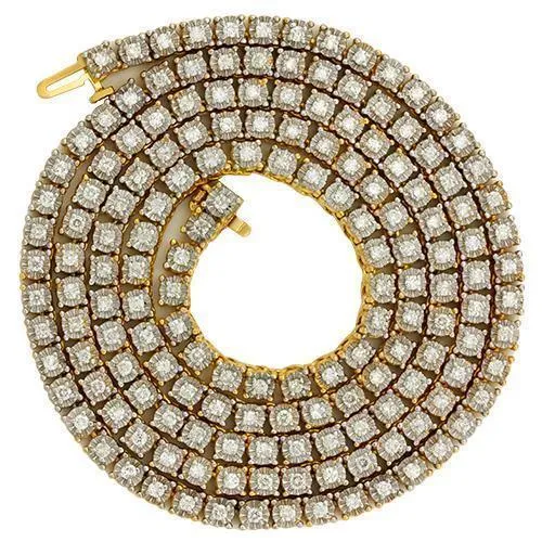 14k Yellow Gold Diamond Tennis Chain 4 mm 5.04 Ctw