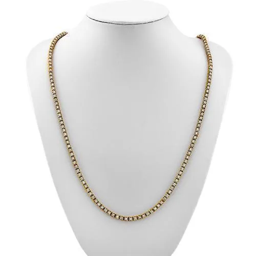 14k Yellow Gold Diamond Tennis Chain 4 mm 5.04 Ctw