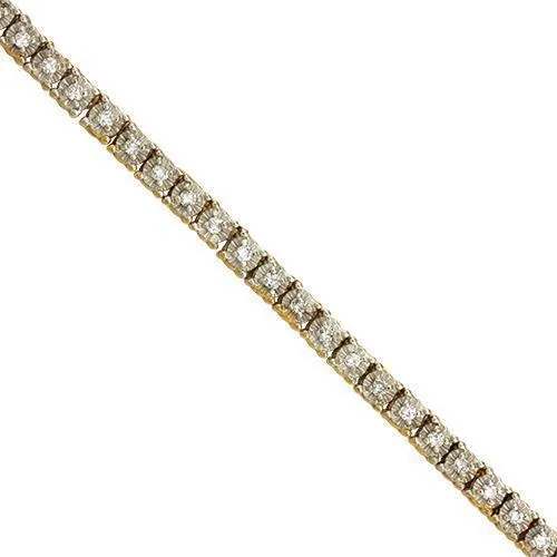 14k Yellow Gold Diamond Tennis Chain 4 mm 5.04 Ctw