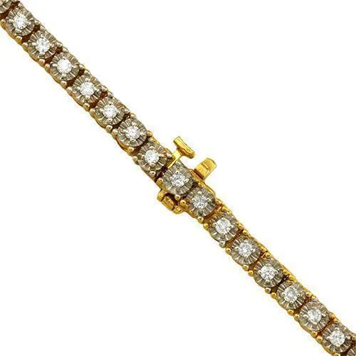 14k Yellow Gold Diamond Tennis Chain 4 mm 5.04 Ctw