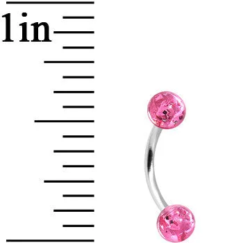 16 Gauge 5/16 Pink Acrylic Glitter Eyebrow Ring