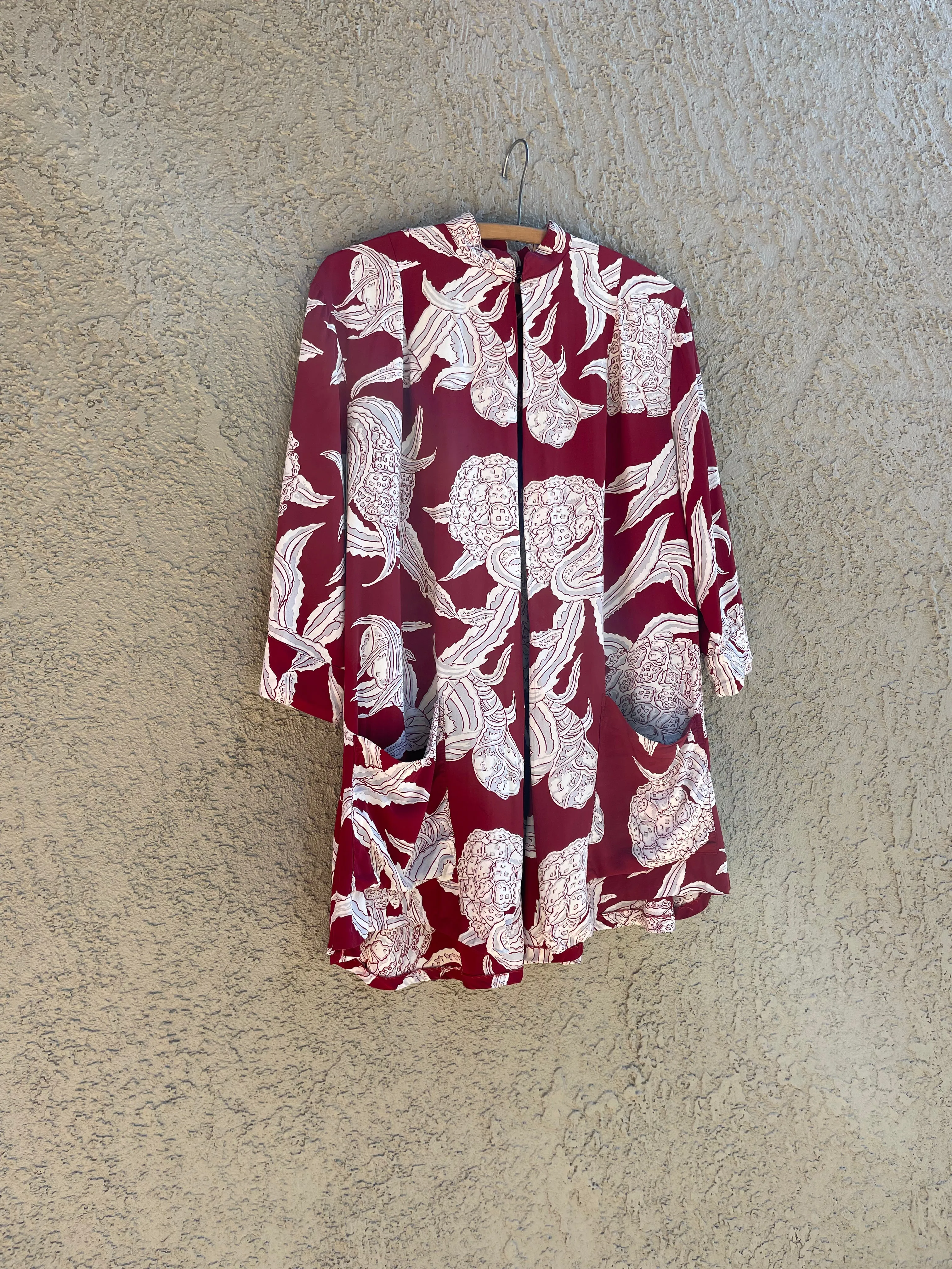 1940s Hawaiian Cold Rayon Smock Style Swing Jacket