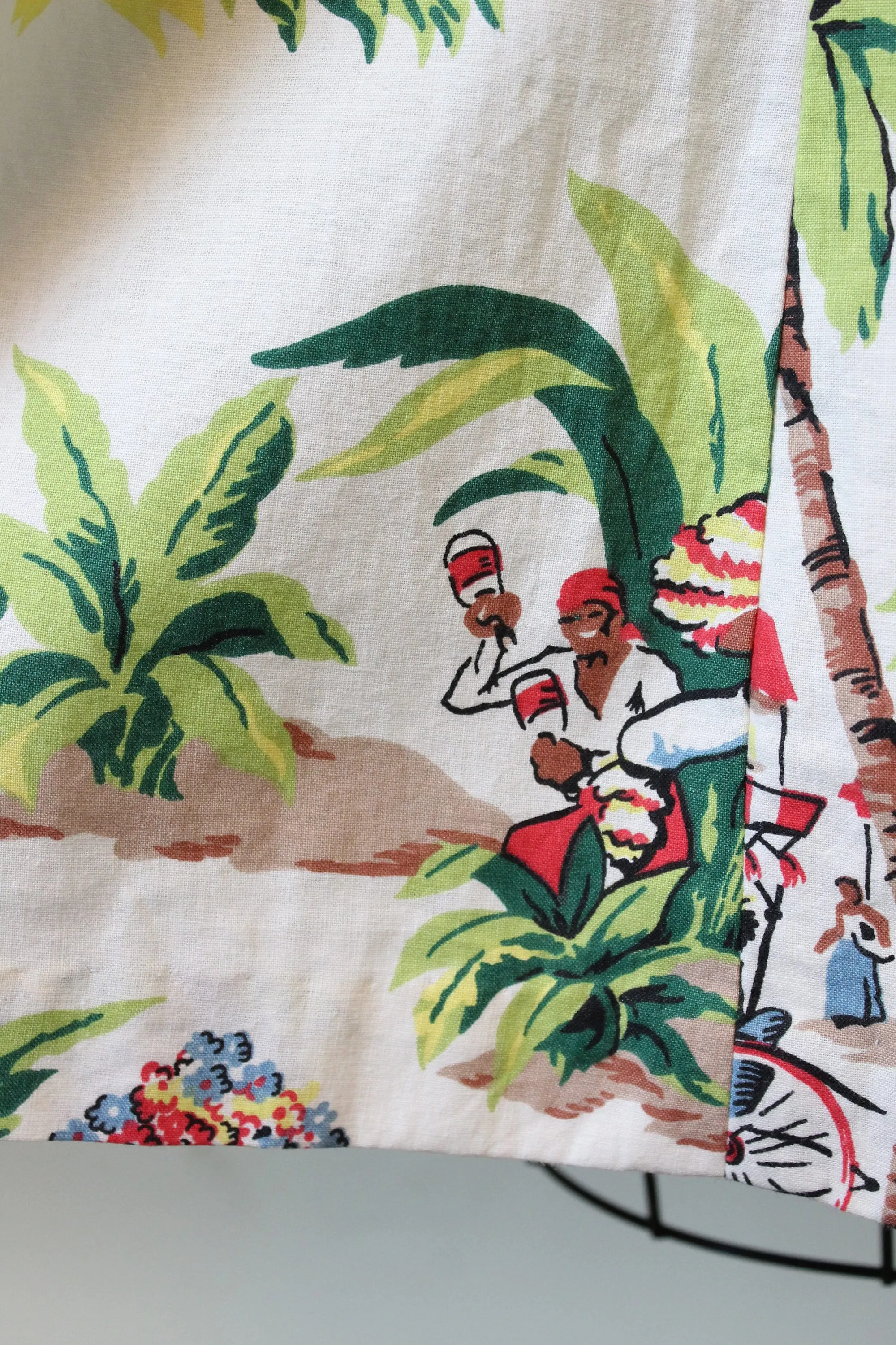 1950s NOVELTY PRINT tropical COTTON dress large | new spring
