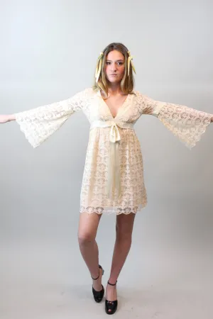1960s BELL SLEEVES lace wedding dress xs | new spring summer