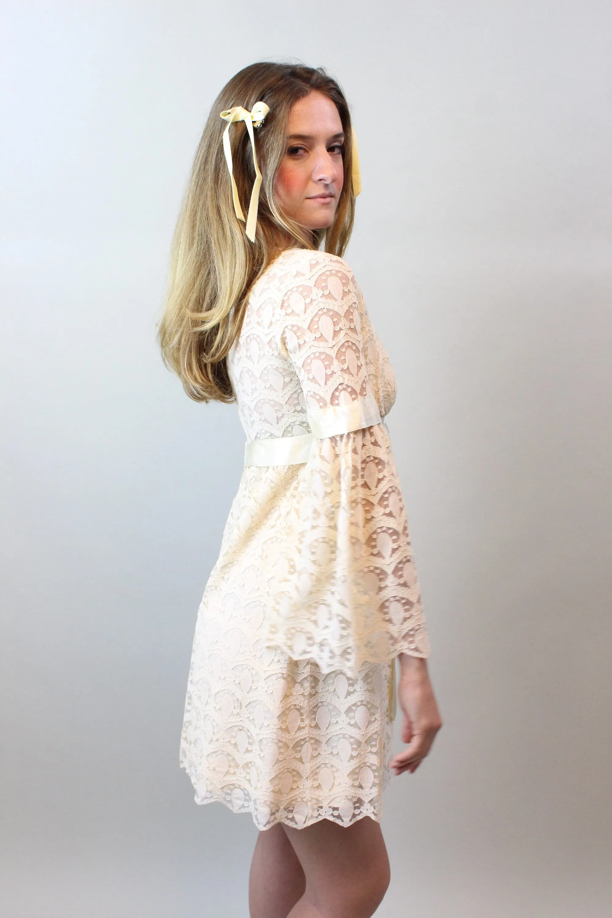 1960s BELL SLEEVES lace wedding dress xs | new spring summer