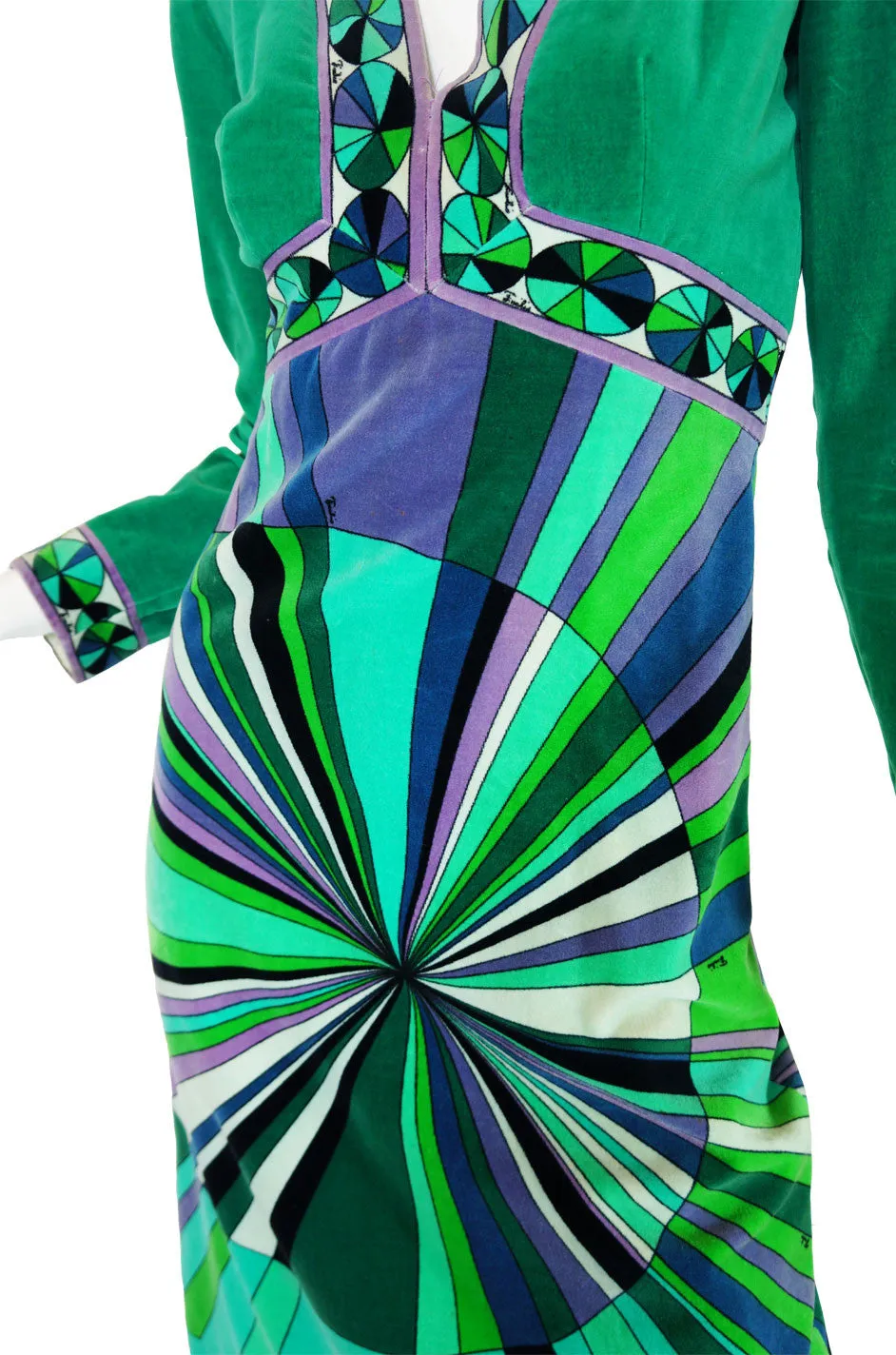 1970s Green Velvet Emilio Pucci Dress