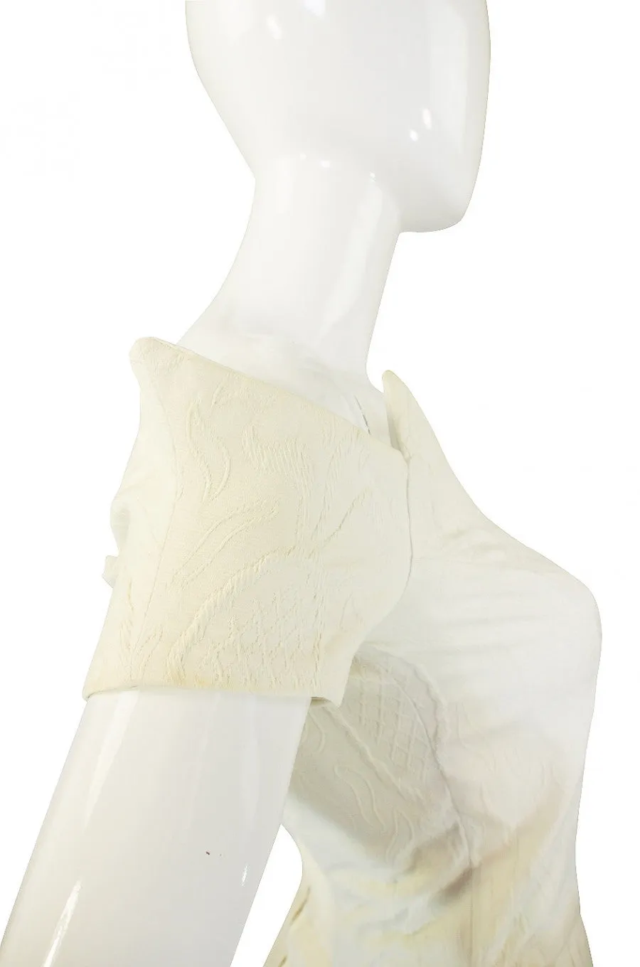 1980s White Lanvin Brocade Dress