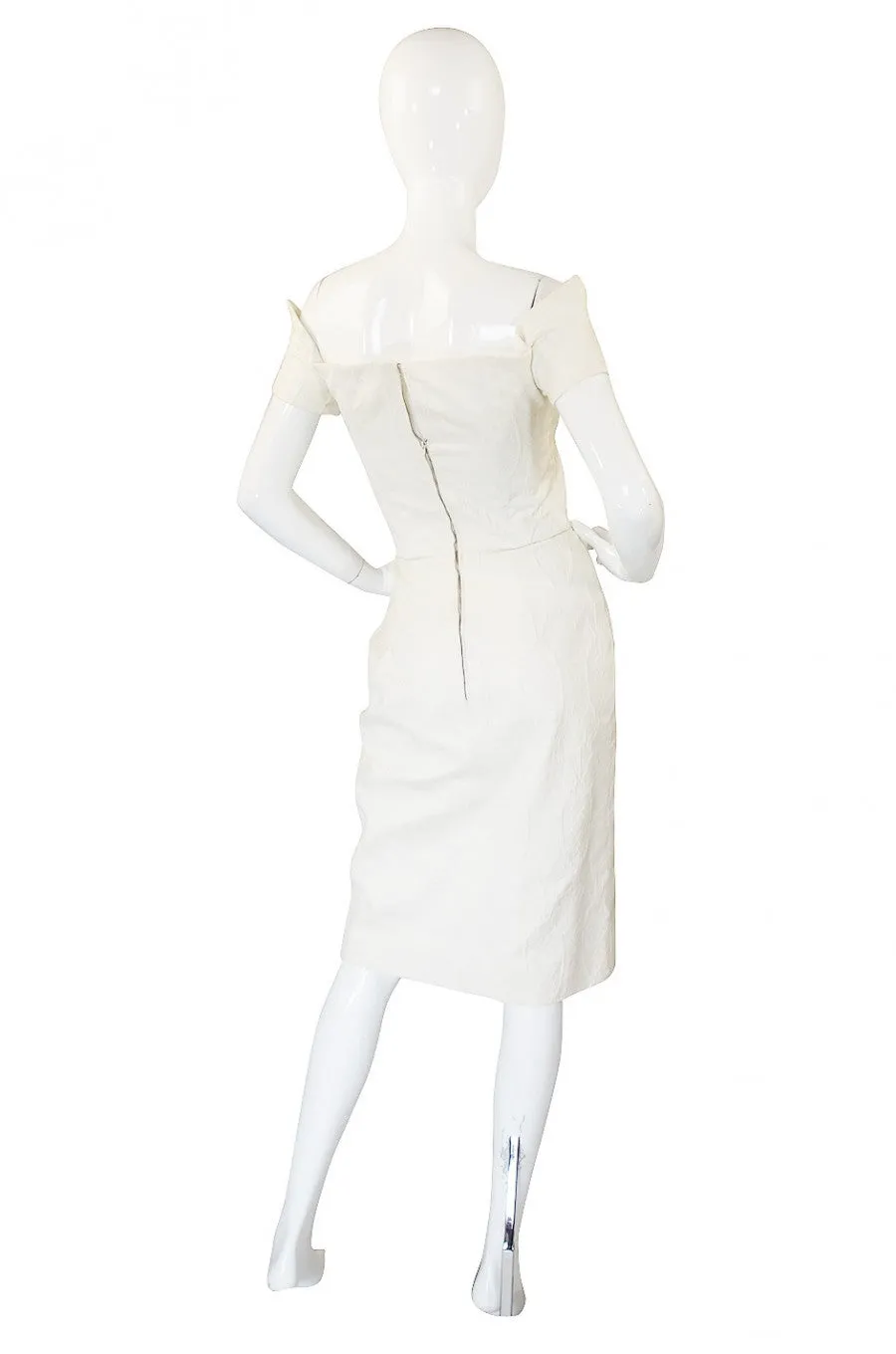 1980s White Lanvin Brocade Dress