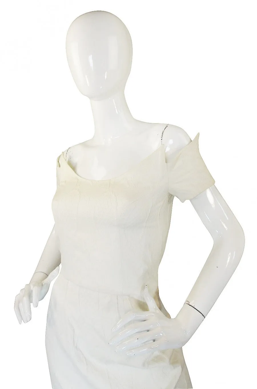 1980s White Lanvin Brocade Dress