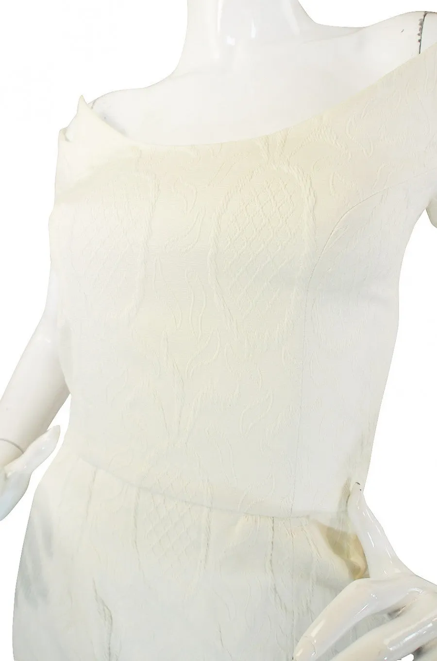 1980s White Lanvin Brocade Dress