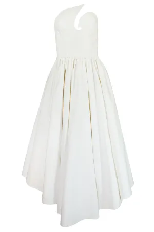 1986 Thierry Mugler Strapless Sculpted Cotton Pique Dress