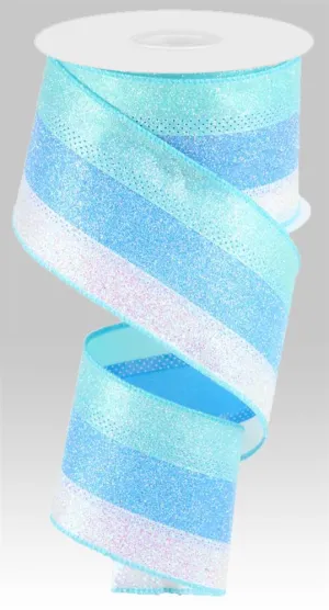 2.5" 3-In-1 Iridescent Glitter: Blue, Robins Egg, White (10 Yards) RG08963NL