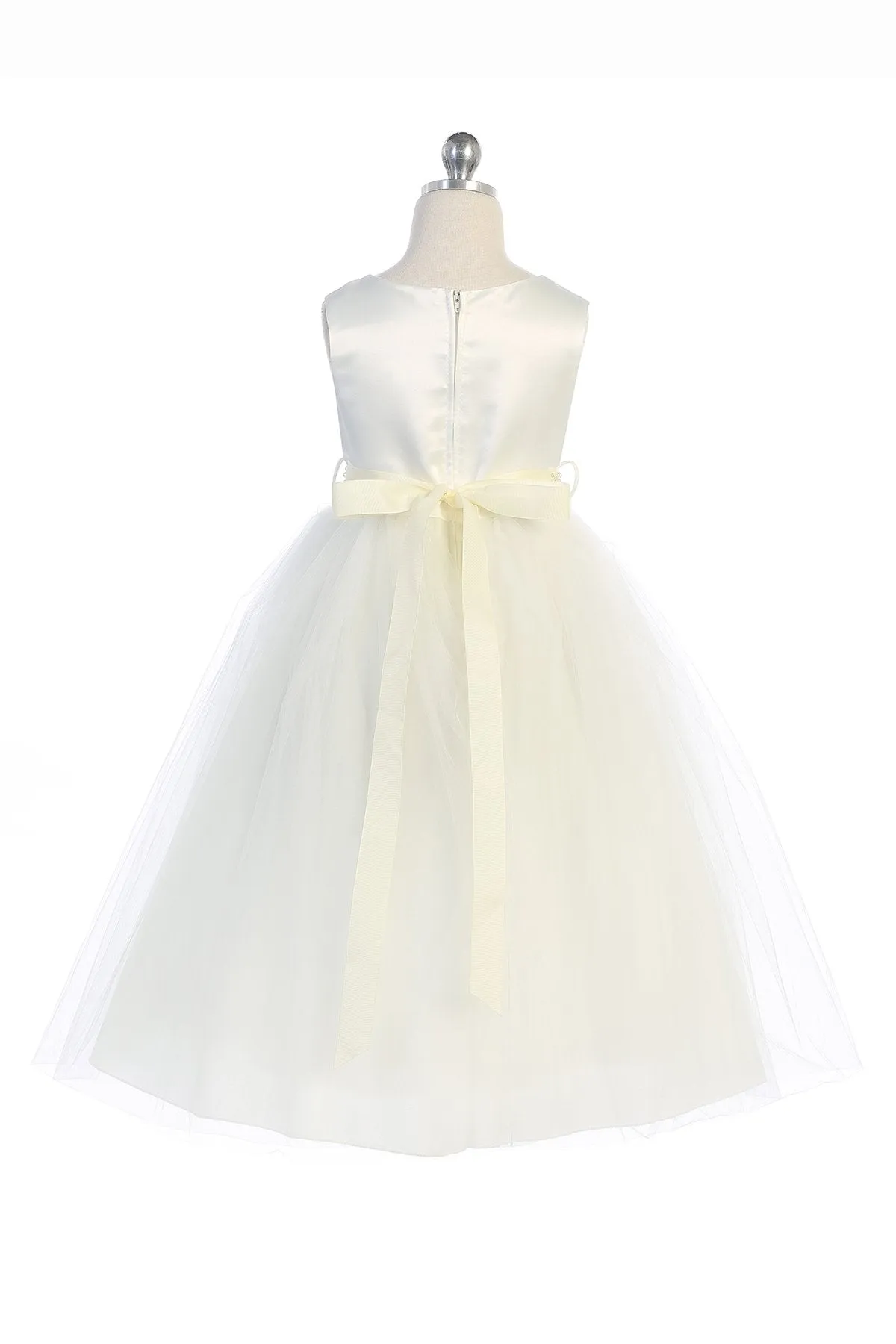 411S Pearl Rhinestone Satin Tulle Dress