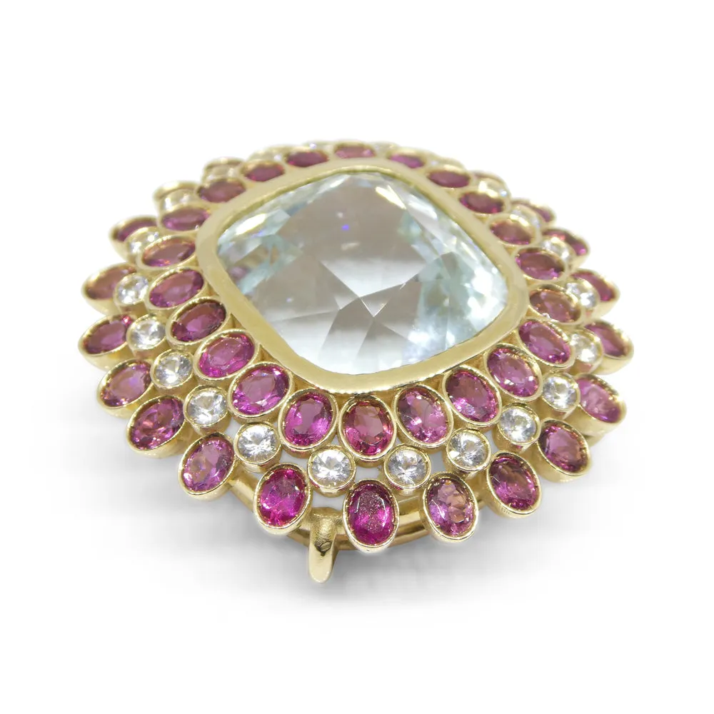 43ct Aquamarine, Pink Tourmaline, Sapphire, Pearl and Ruby Body Chain set in 10k Yellow Gold