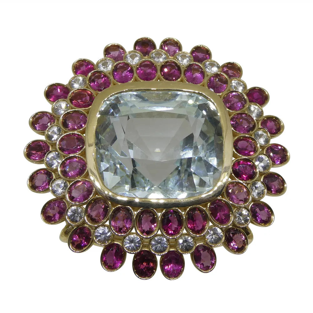 43ct Aquamarine, Pink Tourmaline, Sapphire, Pearl and Ruby Body Chain set in 10k Yellow Gold
