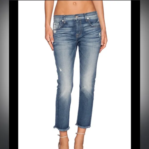 7 for all mankind relaxed skinny ankle cropped jeans size 24