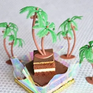 8 Palm Tree with Coconuts 3" Tall Cake Toppers Tropical Beach Luau Theme