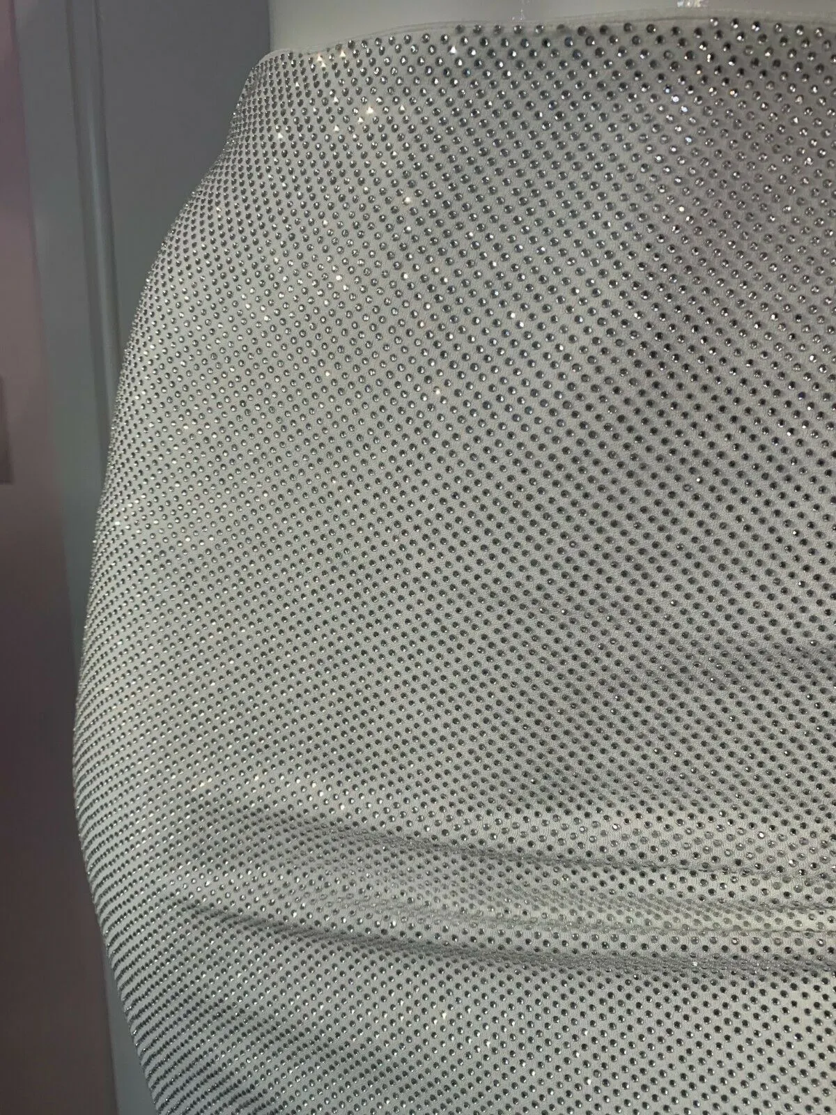 Alexandre Vauthier White Crystal Studded Bodycon Skirt