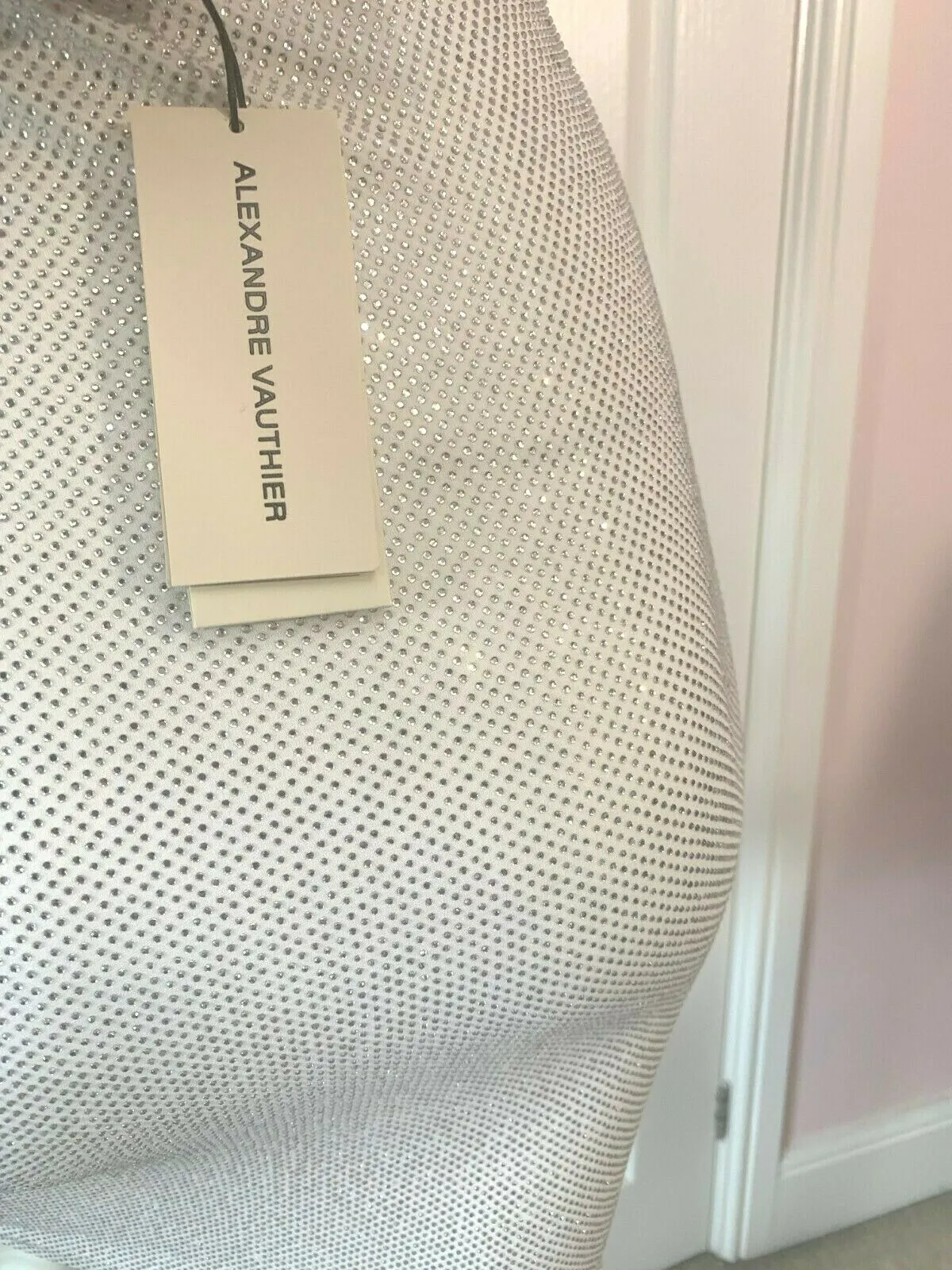 Alexandre Vauthier White Crystal Studded Bodycon Skirt