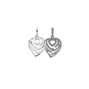 Aloha Heart Charm/Pendant in Sterling Silver - 12mm