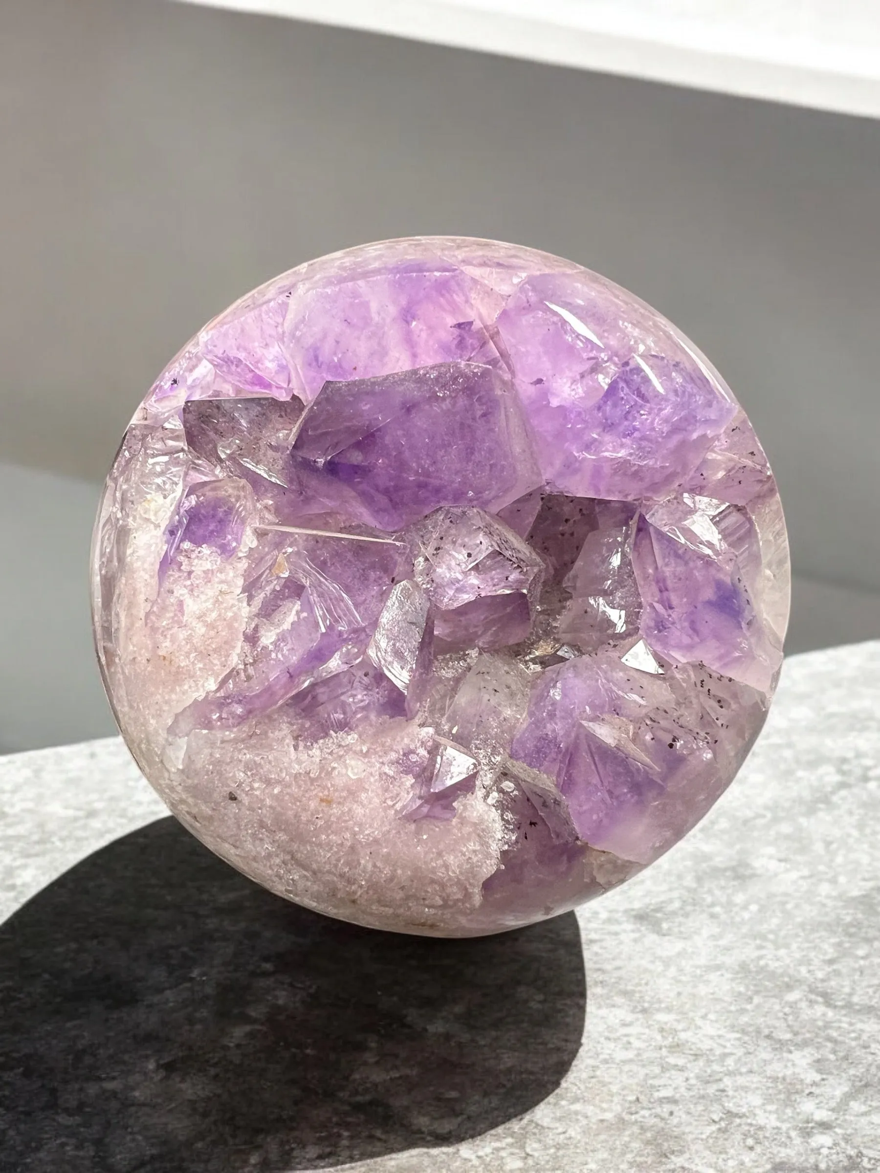 Amethyst and Quartz Druzy Geode Sphere