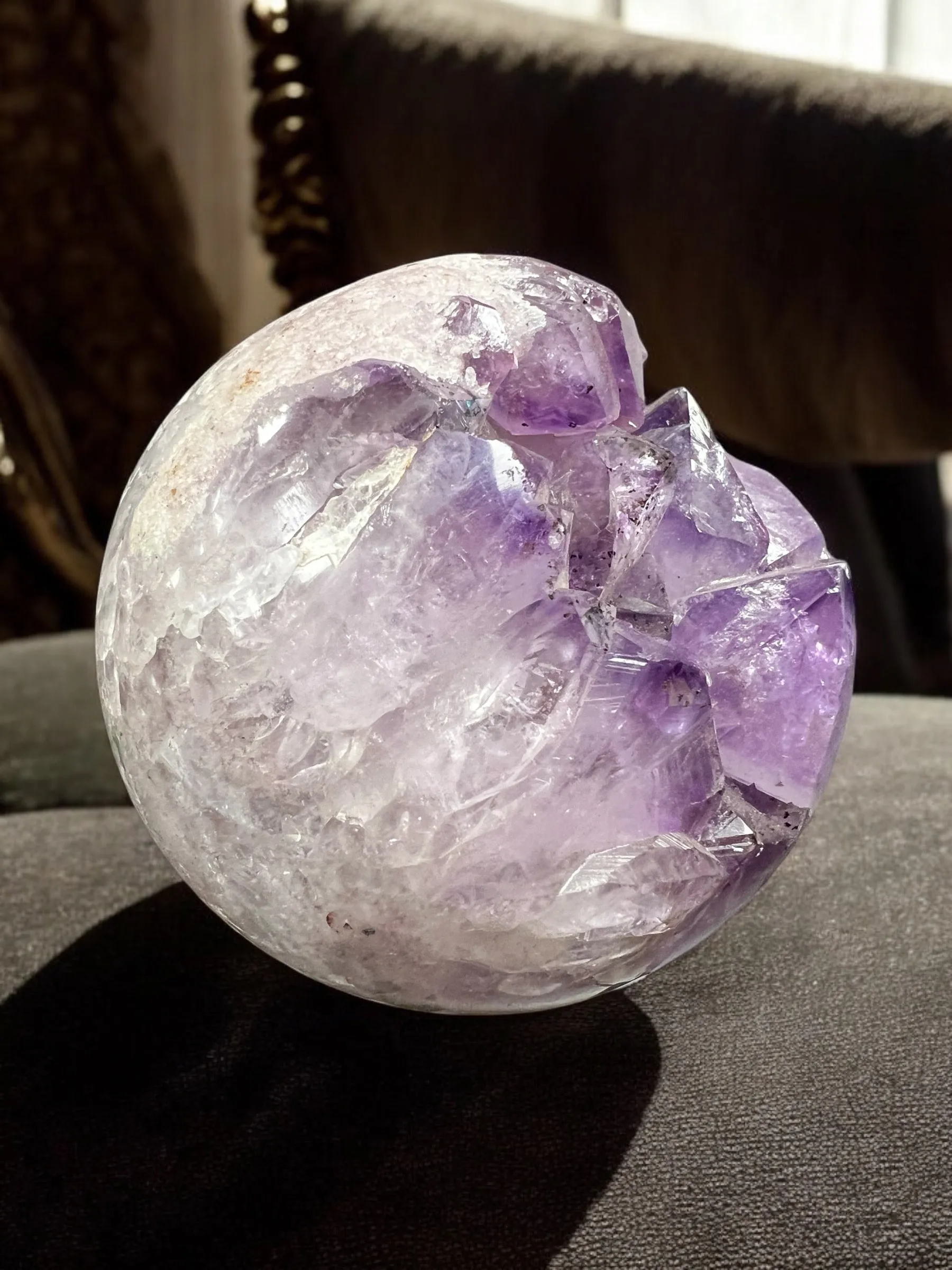 Amethyst and Quartz Druzy Geode Sphere