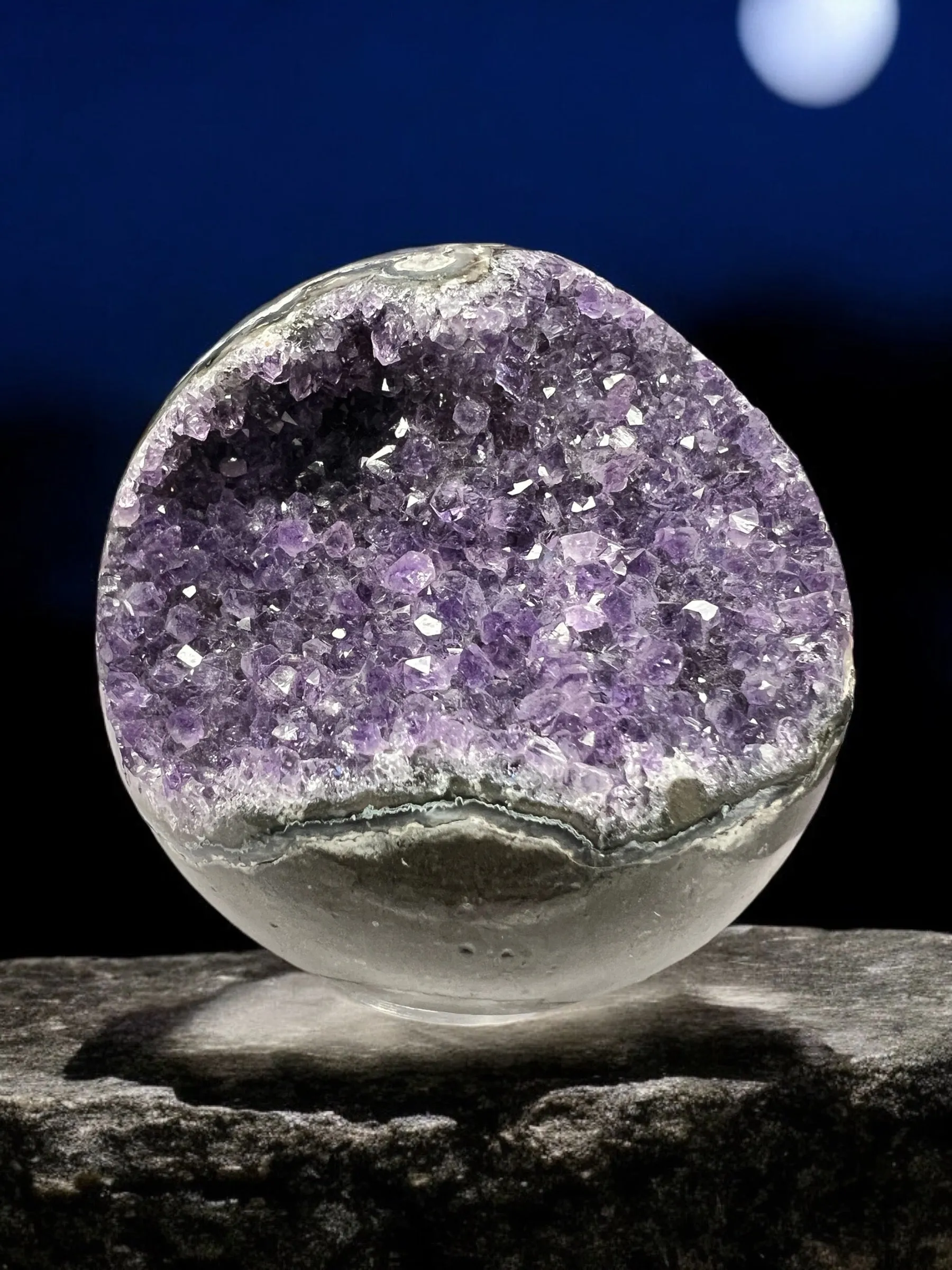 Amethyst and Quartz Druzy Geode Sphere