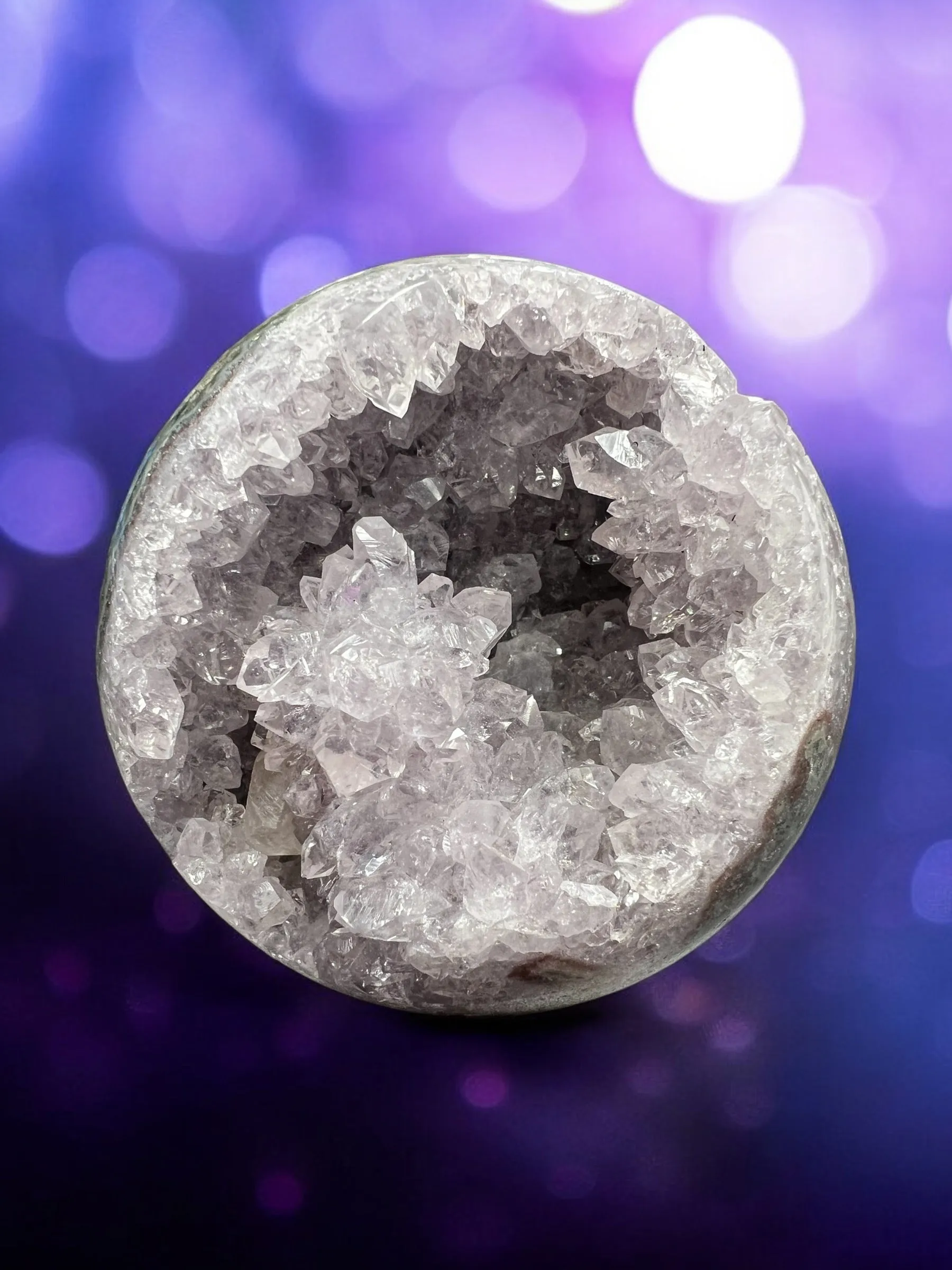 Amethyst and Quartz Druzy Geode Sphere
