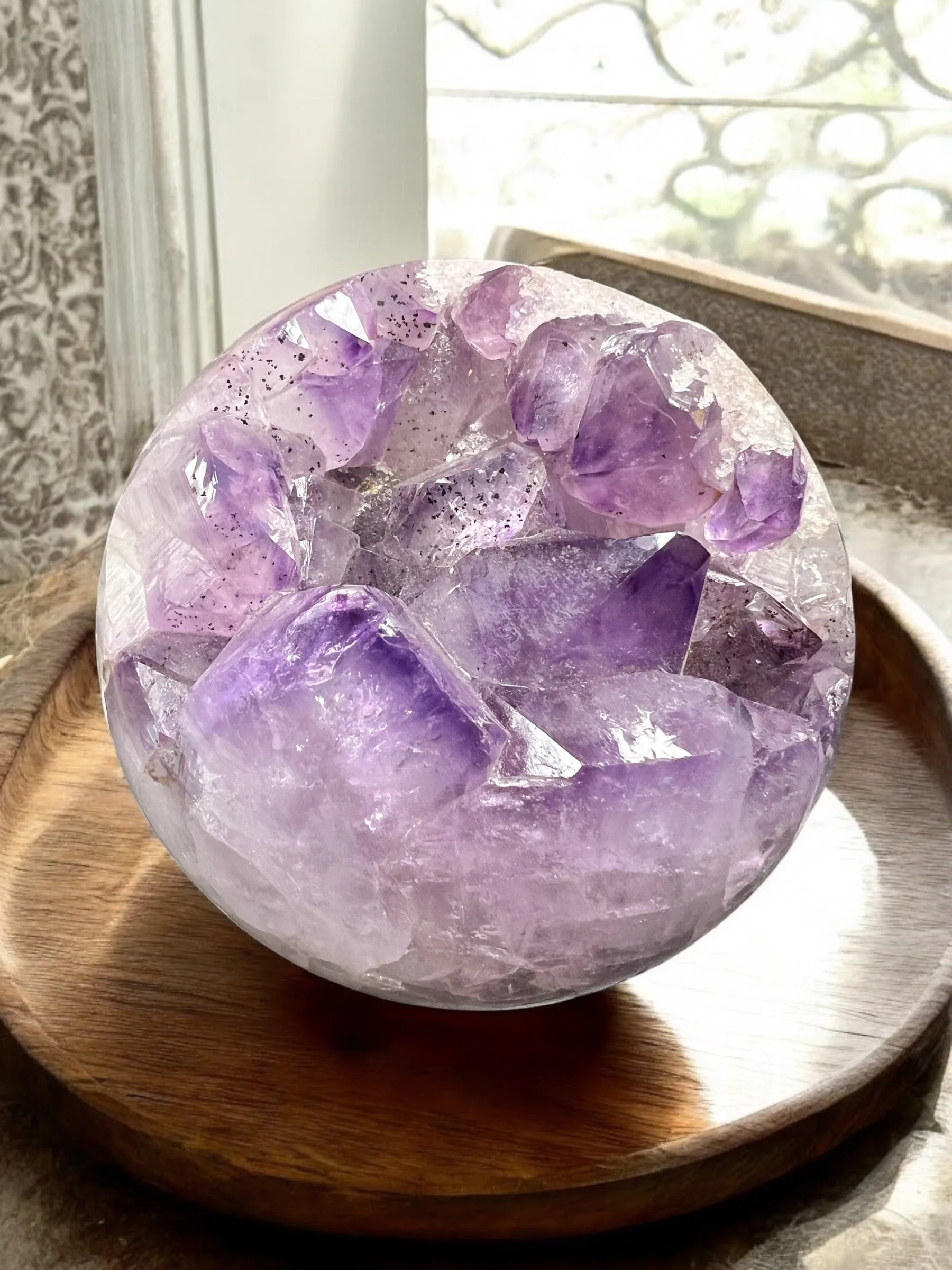 Amethyst and Quartz Druzy Geode Sphere