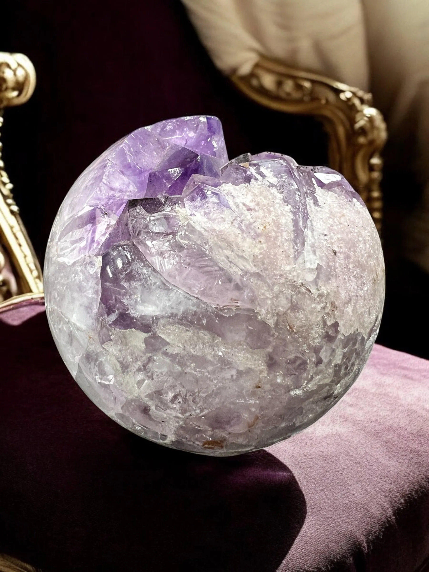 Amethyst and Quartz Druzy Geode Sphere