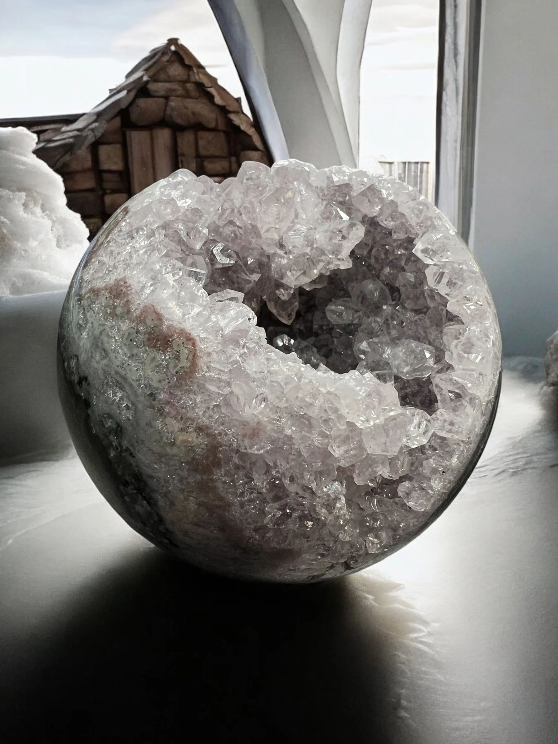 Amethyst and Quartz Druzy Geode Sphere