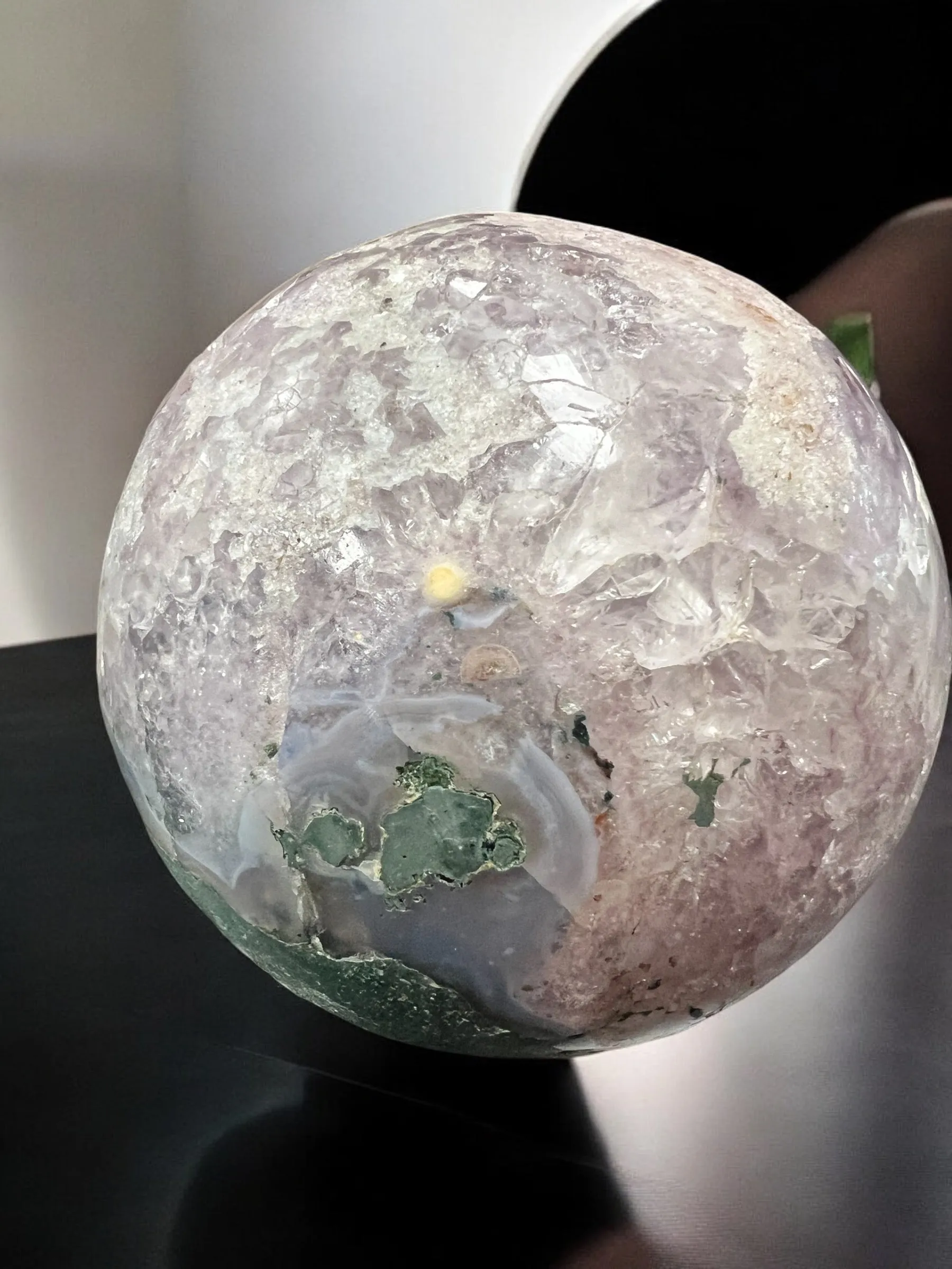 Amethyst and Quartz Druzy Geode Sphere