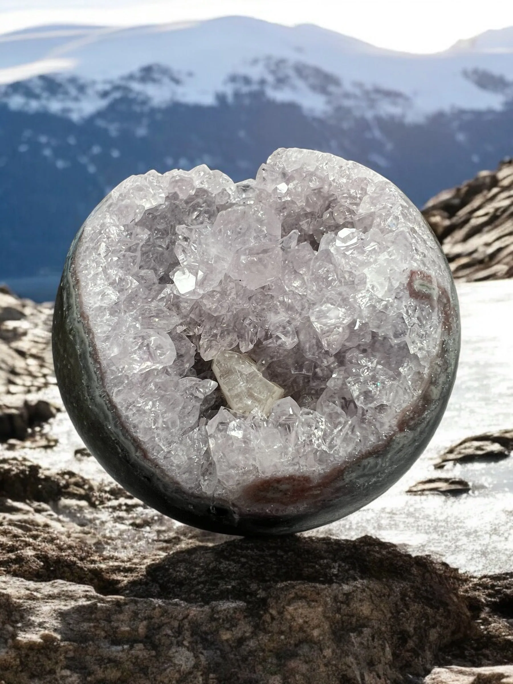 Amethyst and Quartz Druzy Geode Sphere