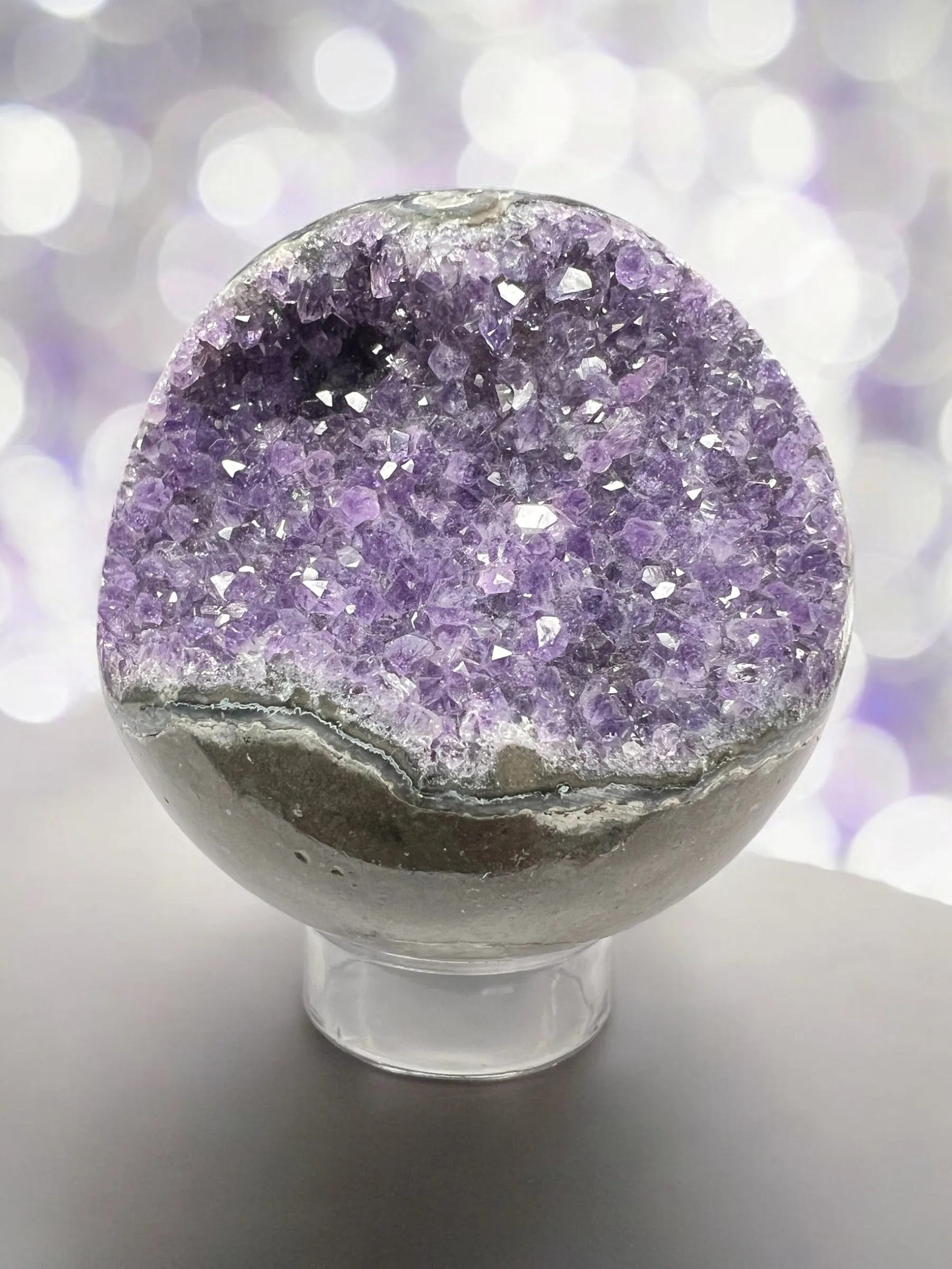 Amethyst and Quartz Druzy Geode Sphere