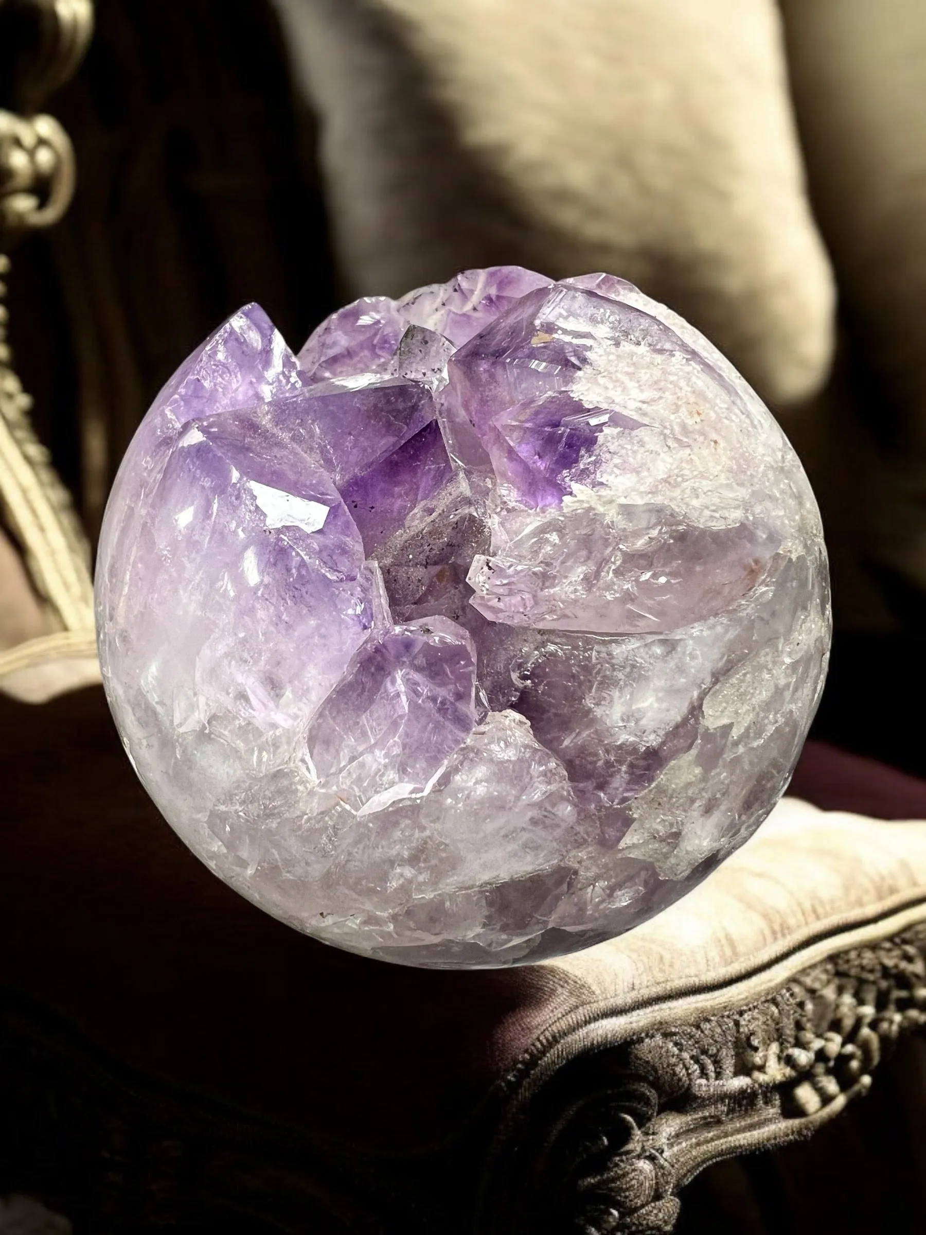 Amethyst and Quartz Druzy Geode Sphere