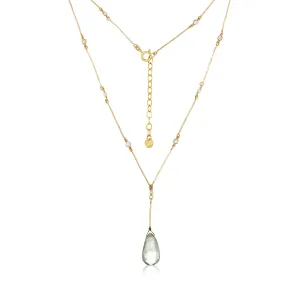 Amethyst Lariat CZ Pearl Necklace