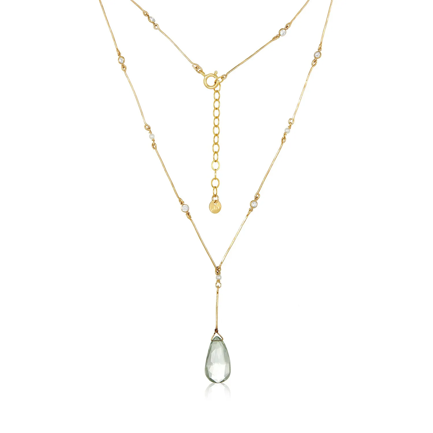 Amethyst Lariat CZ Pearl Necklace