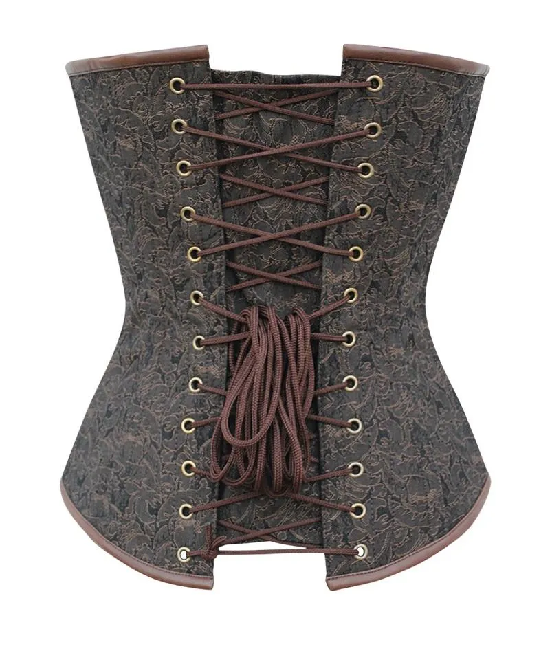 Amy Instant Shape Brocade Steampunk Corset with Chains