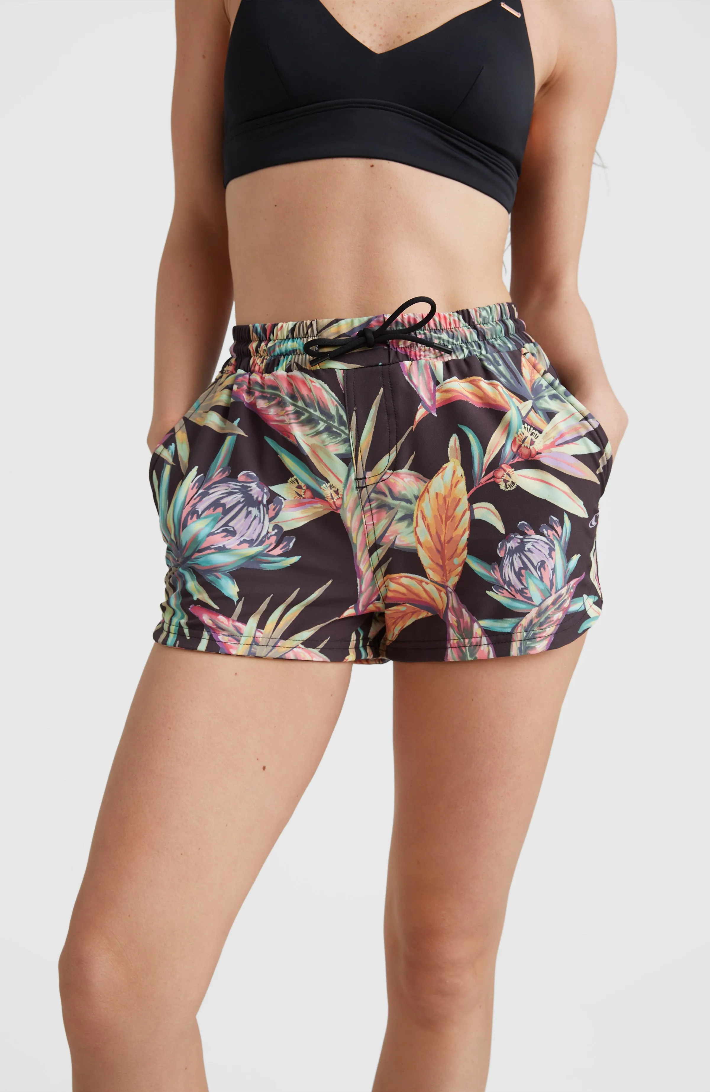 Anglet Badehose | Black Tropical Flower