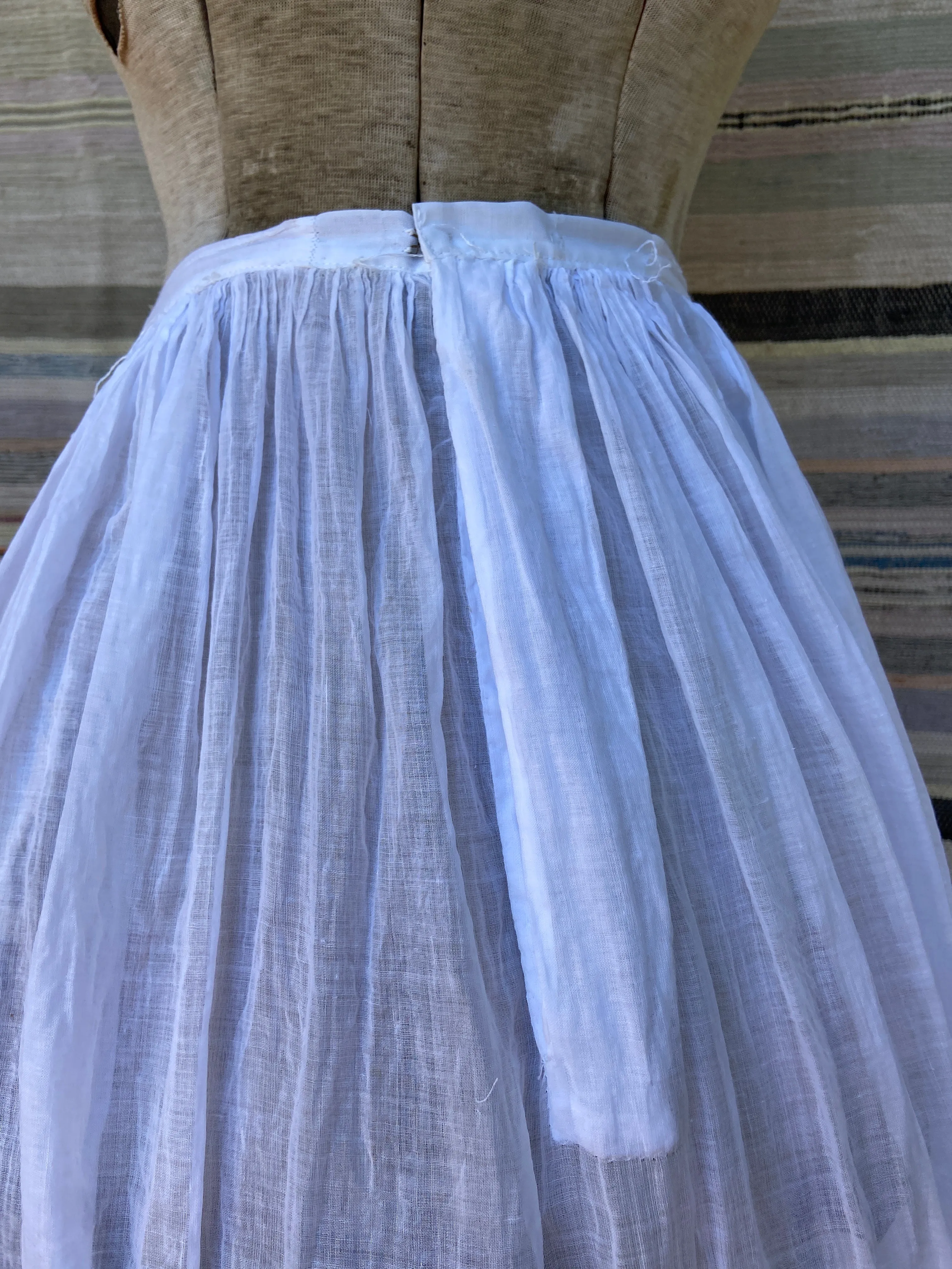 Antique Edwardian Cotton Lawn Ruffle Hem Skirt