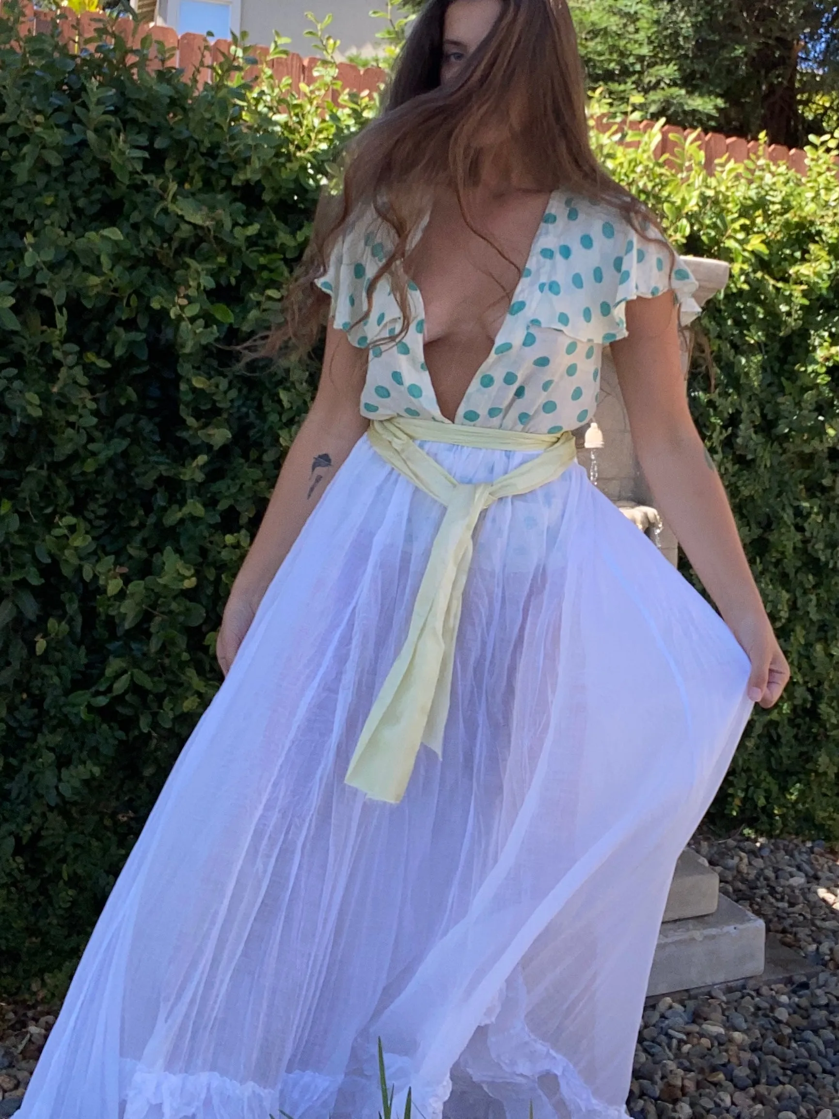 Antique Edwardian Cotton Lawn Ruffle Hem Skirt