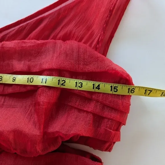 Ashley Park x RTR Red Chiffon Mini Dress, Sheer, Cutouts, Drawstring -sz 6